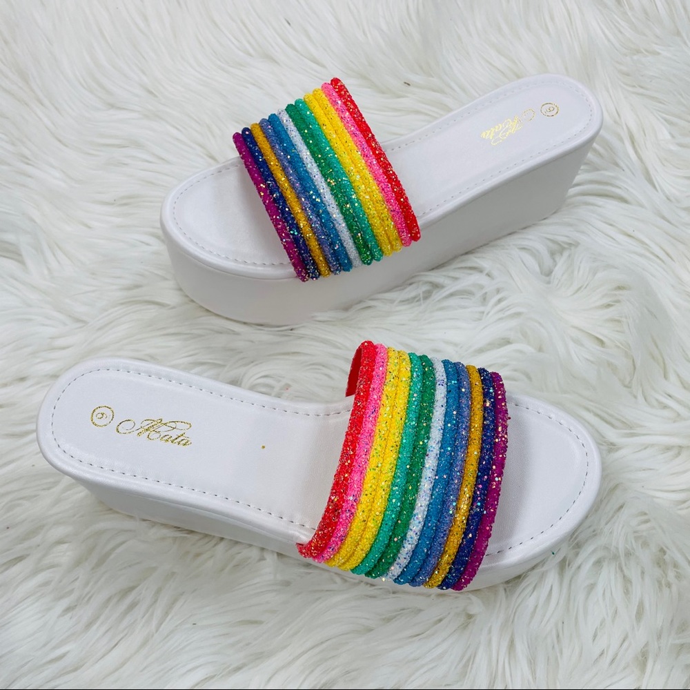 White rainbow platform sandals - Picture 6 of 9